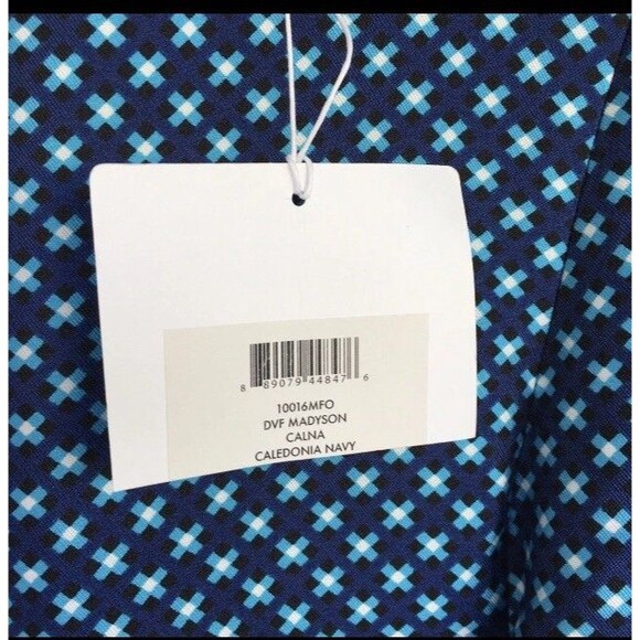 Diane Von Furstenberg Dress Women 12 Blue Madyson Geo Print Stretchy Scuba - Picture 5 of 11